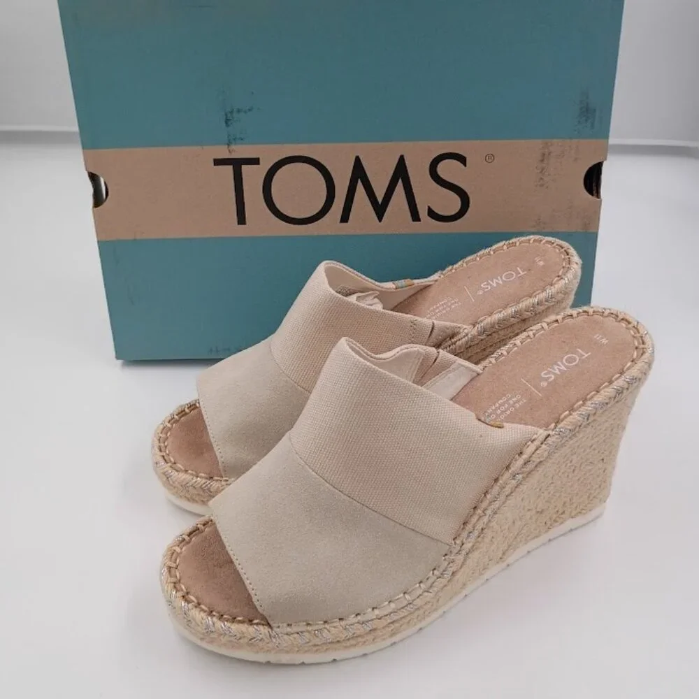 Toms Monica Mule Wedge Sandal, Nude, Women's Size 11 - Picture 1 of 5